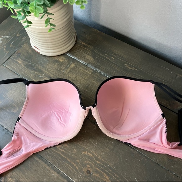 victoria's secret Bra 34dd Very Sexy Push Up Pink Black Lace - Picture 5 of 6